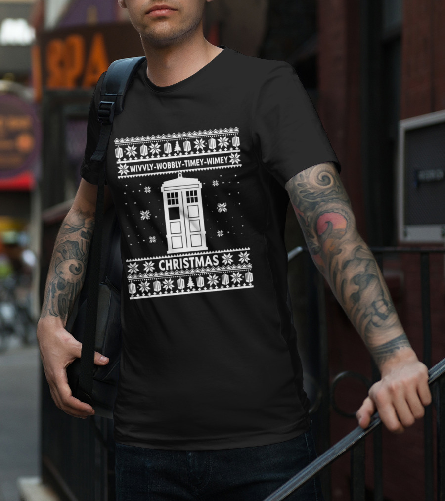 Wibbly Wobbly Timey Wimey TARDIS Christmas T-Shirt