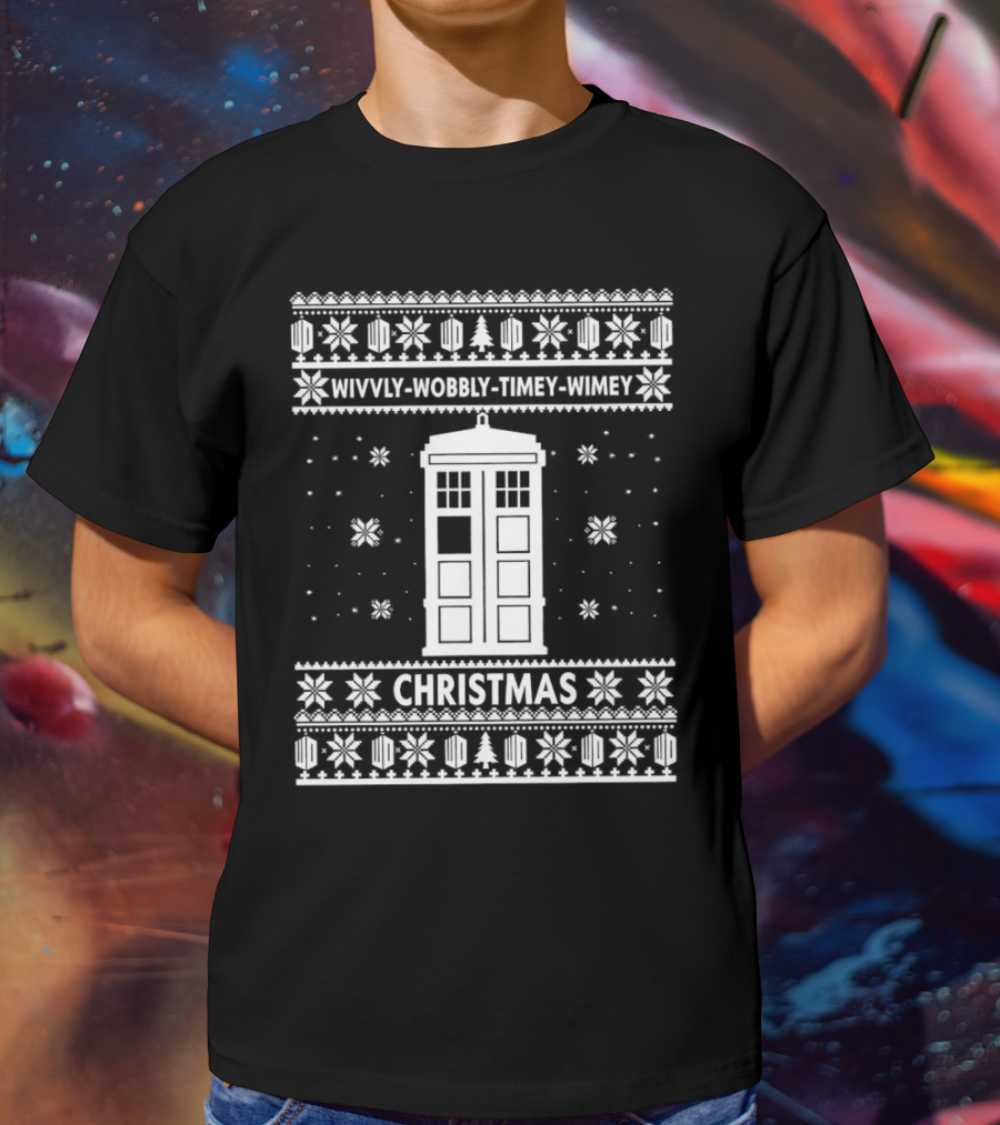 Wibbly Wobbly Timey Wimey TARDIS Christmas T-Shirt