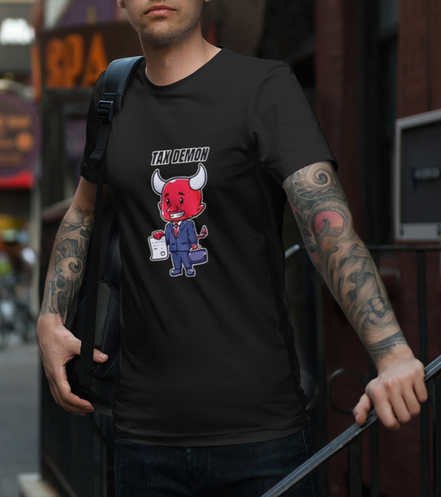 Cold Ones Tax Demon Suit Holding Document T-Shirt