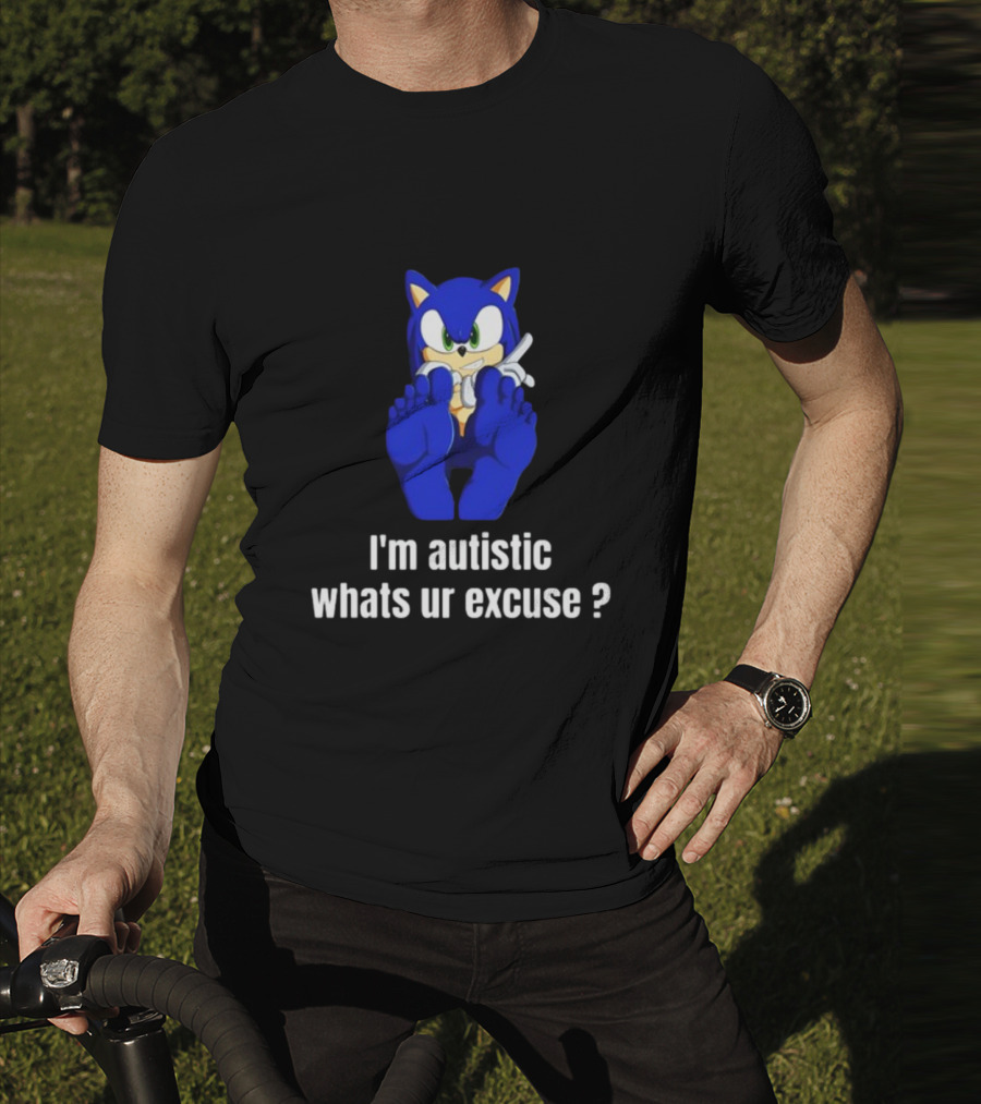 I'm Autistic Whats Ur Excuse Blue Cartoon Character Sitting T-Shirt