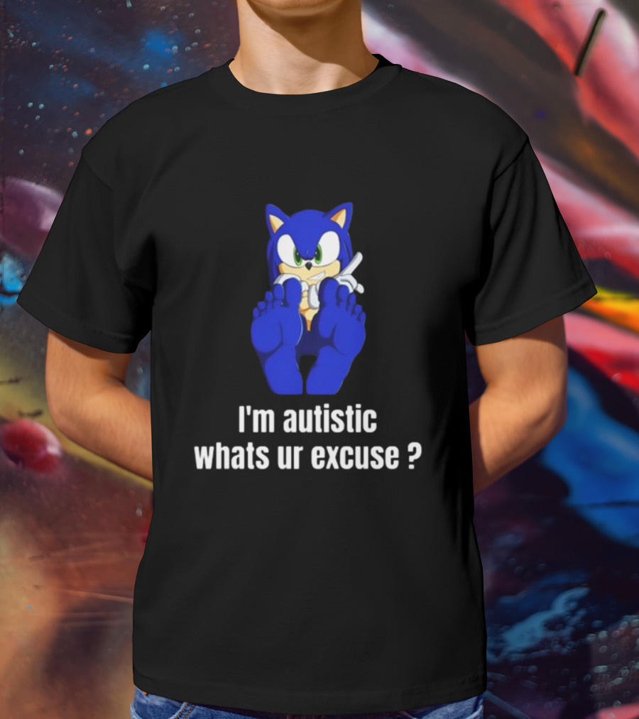 I'm Autistic Whats Ur Excuse Blue Cartoon Character Sitting T-Shirt