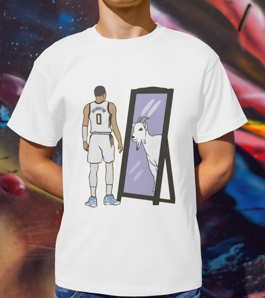 Tyrese Haliburton 0 Reflecting Goat In Mirror T-Shirt