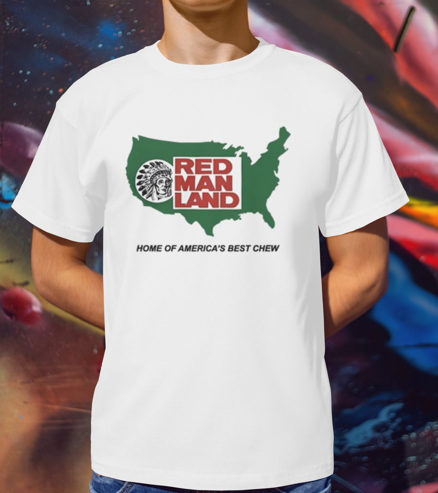 Cornbreadcountryclub Red Man Land Home Of America's Best Chew Map T-Shirt
