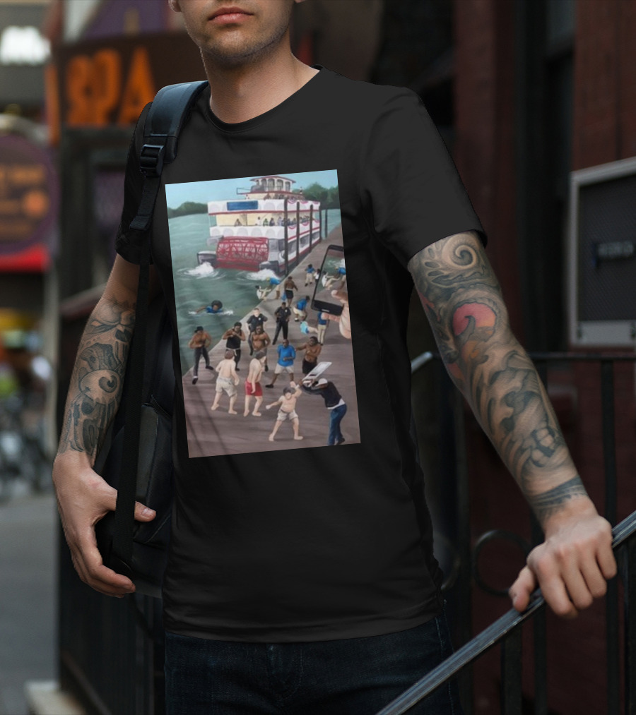 Kenny Akers Alabama River Brawl Boat Dock Scene T-Shirt