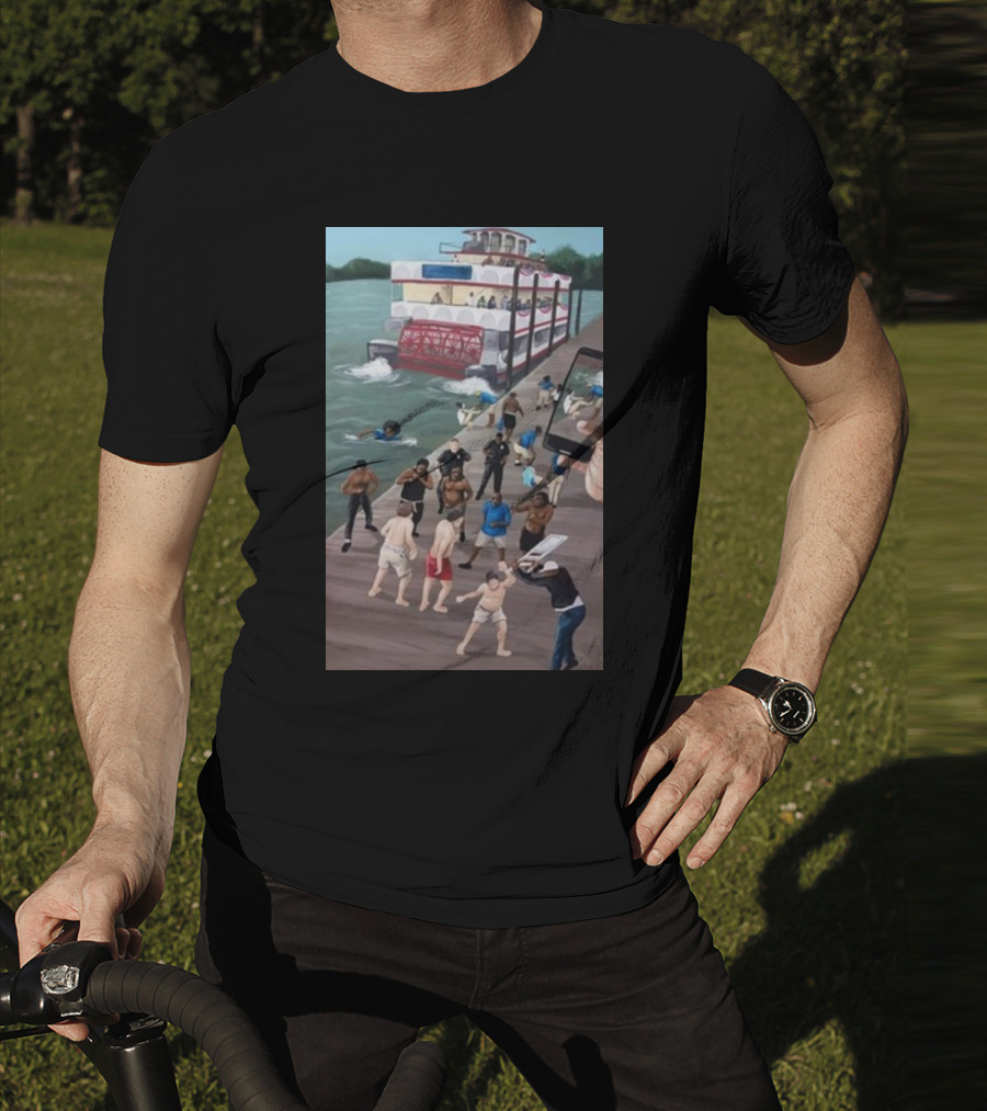 Kenny Akers Alabama River Brawl Boat Dock Scene T-Shirt