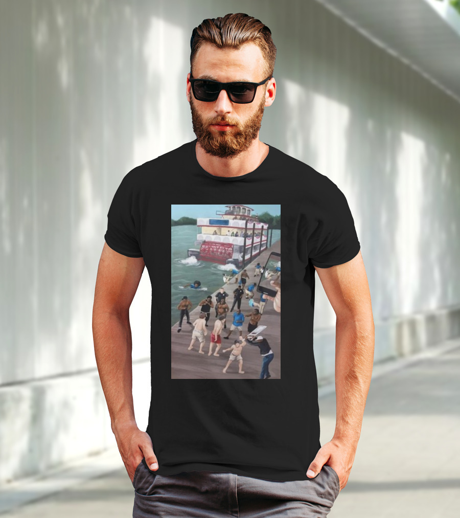 Kenny Akers Alabama River Brawl Boat Dock Scene T-Shirt