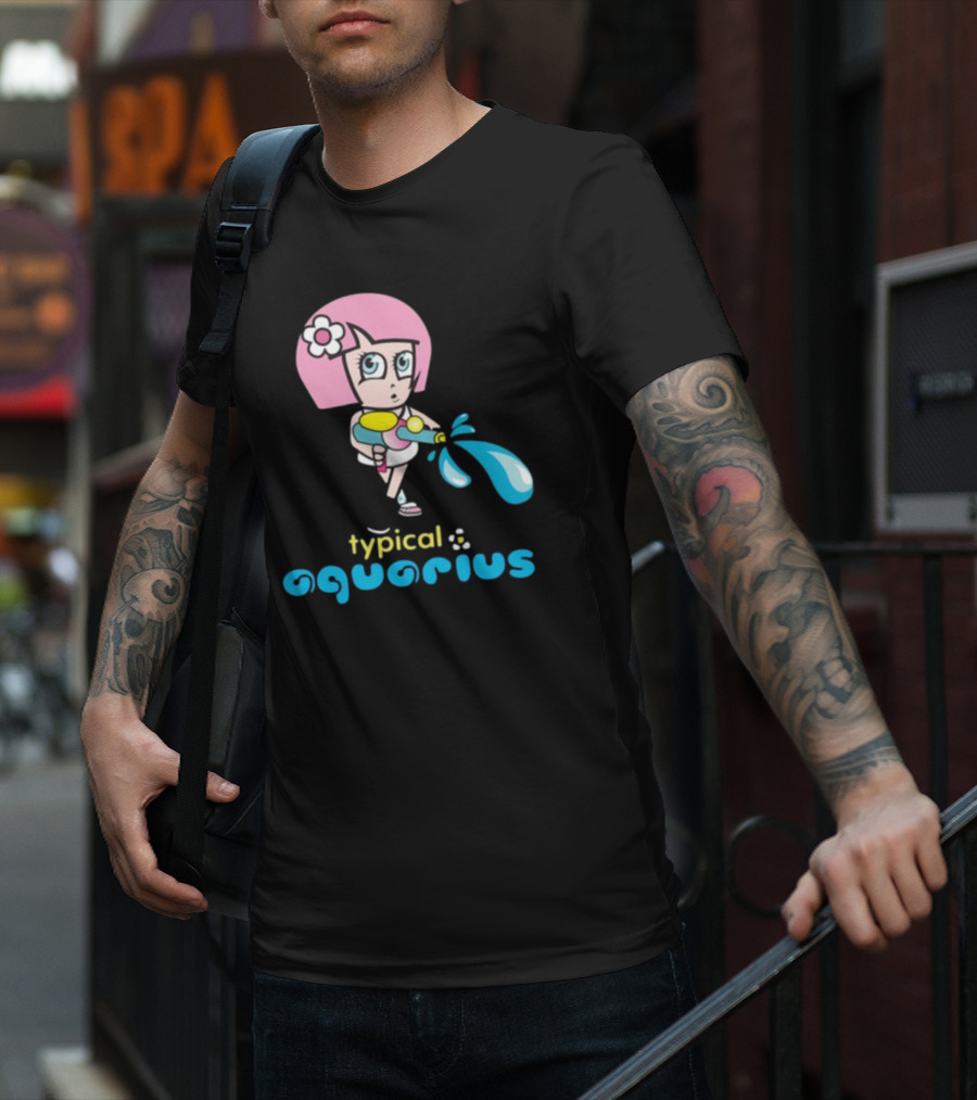 Typical Aquarius Cute Cartoon Girl With Water Splash T-Shirt