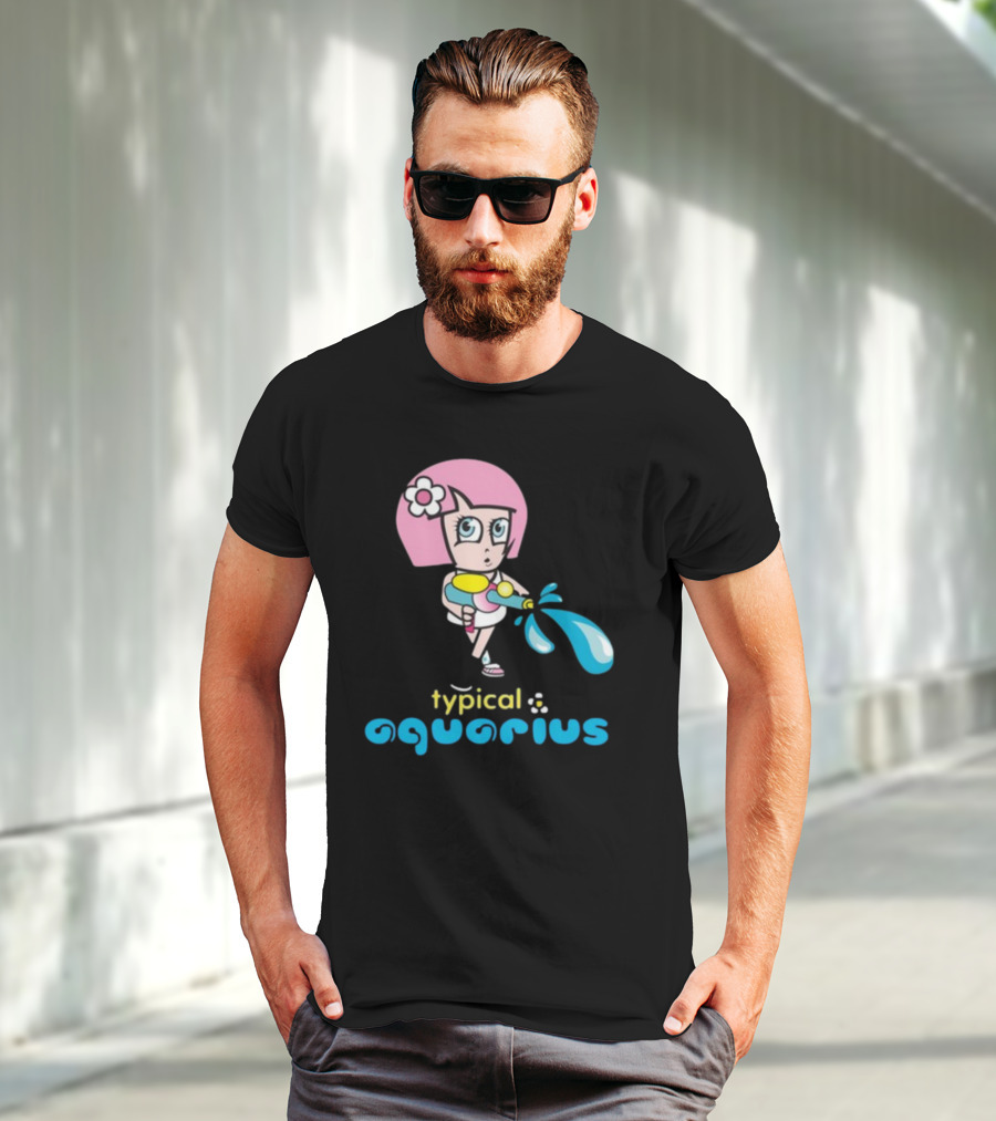 Typical Aquarius Cute Cartoon Girl With Water Splash T-Shirt