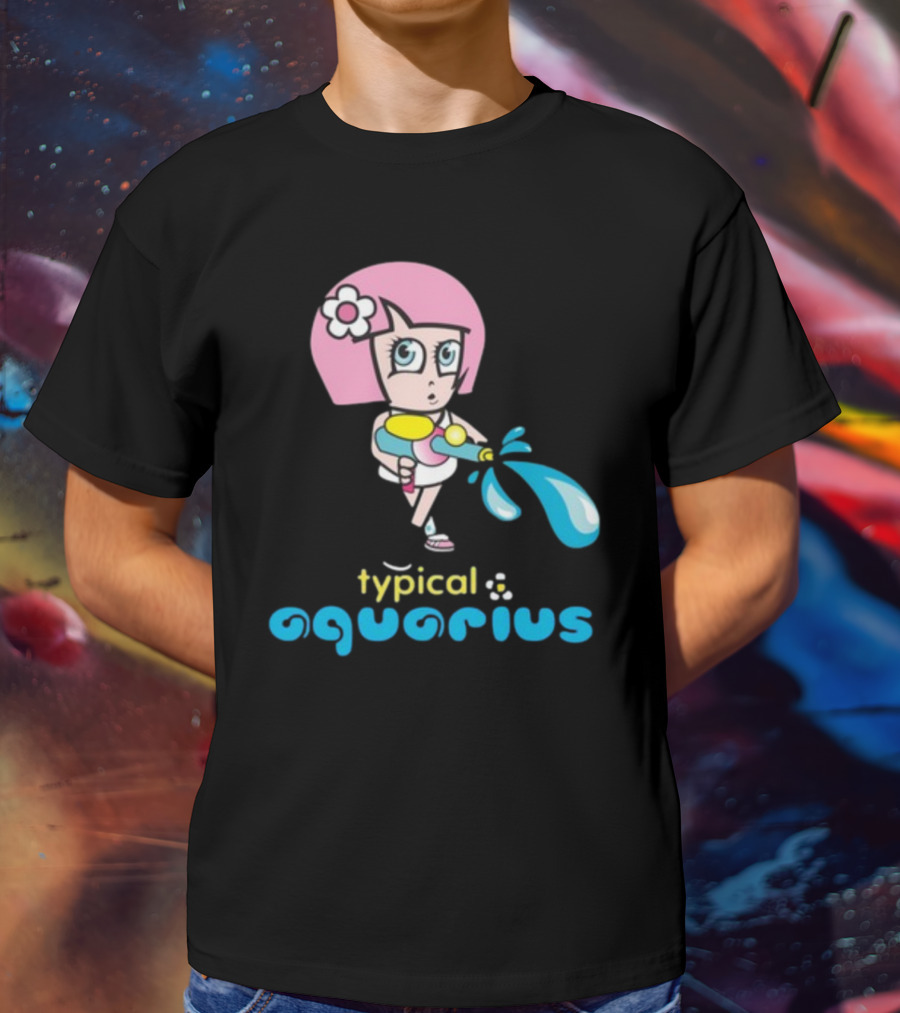 Typical Aquarius Cute Cartoon Girl With Water Splash T-Shirt