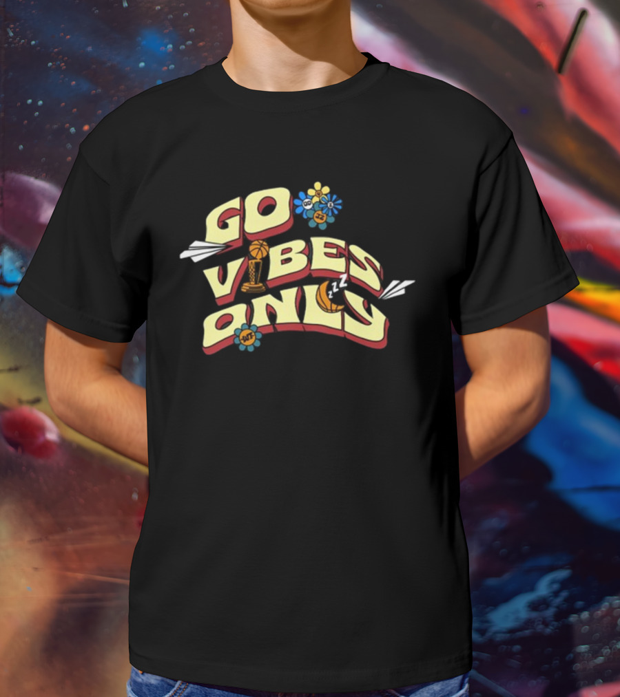 Warriorstalk Go Vibes Only Basketball Trophy Flowers Moon Clouds T-Shirt