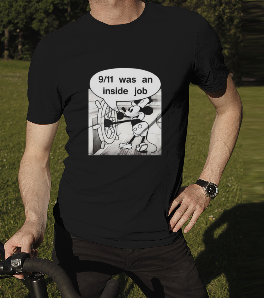 9/11 Was An Inside Job Mickey Mouse Steering Wheel T-Shirt