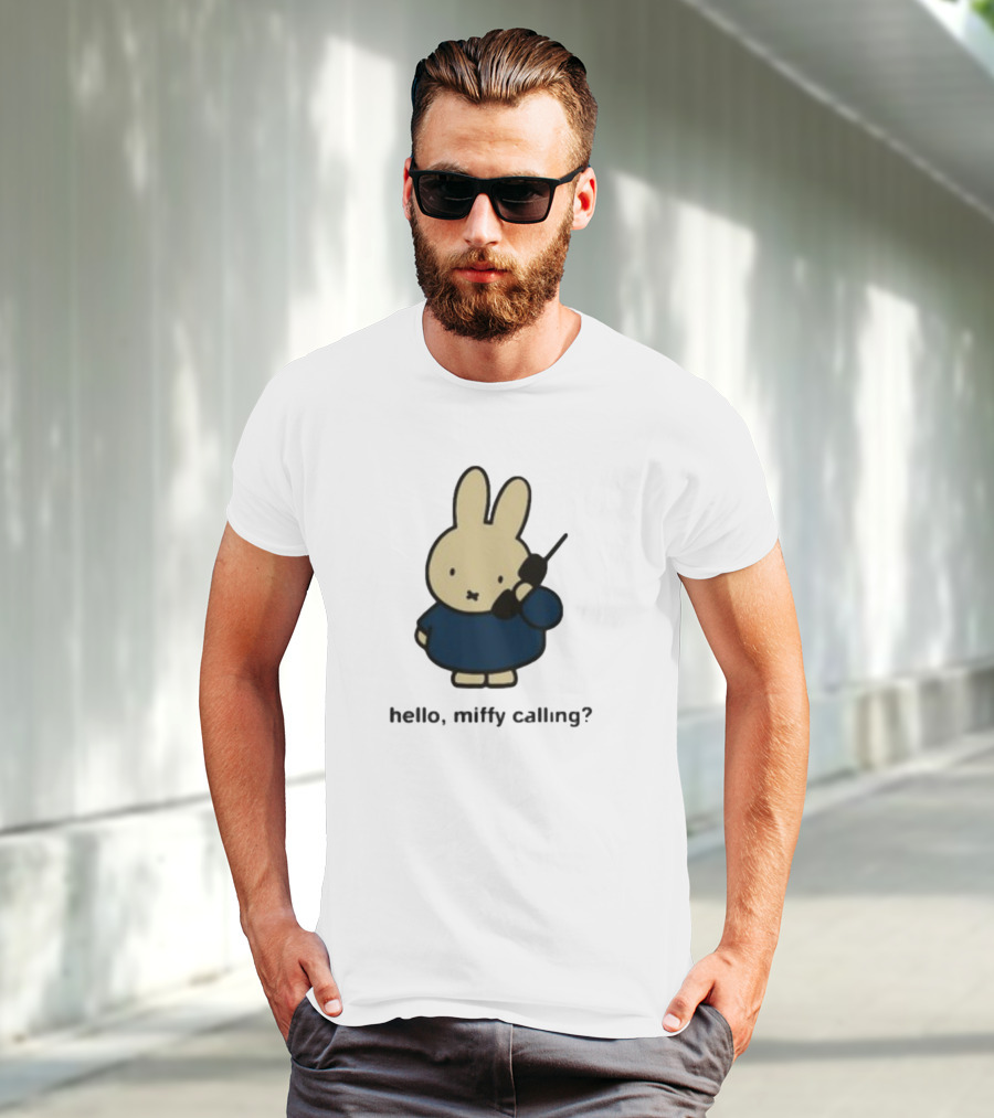Misty Horizons Miffy Calling Cute Character Phone Conversation T-Shirt