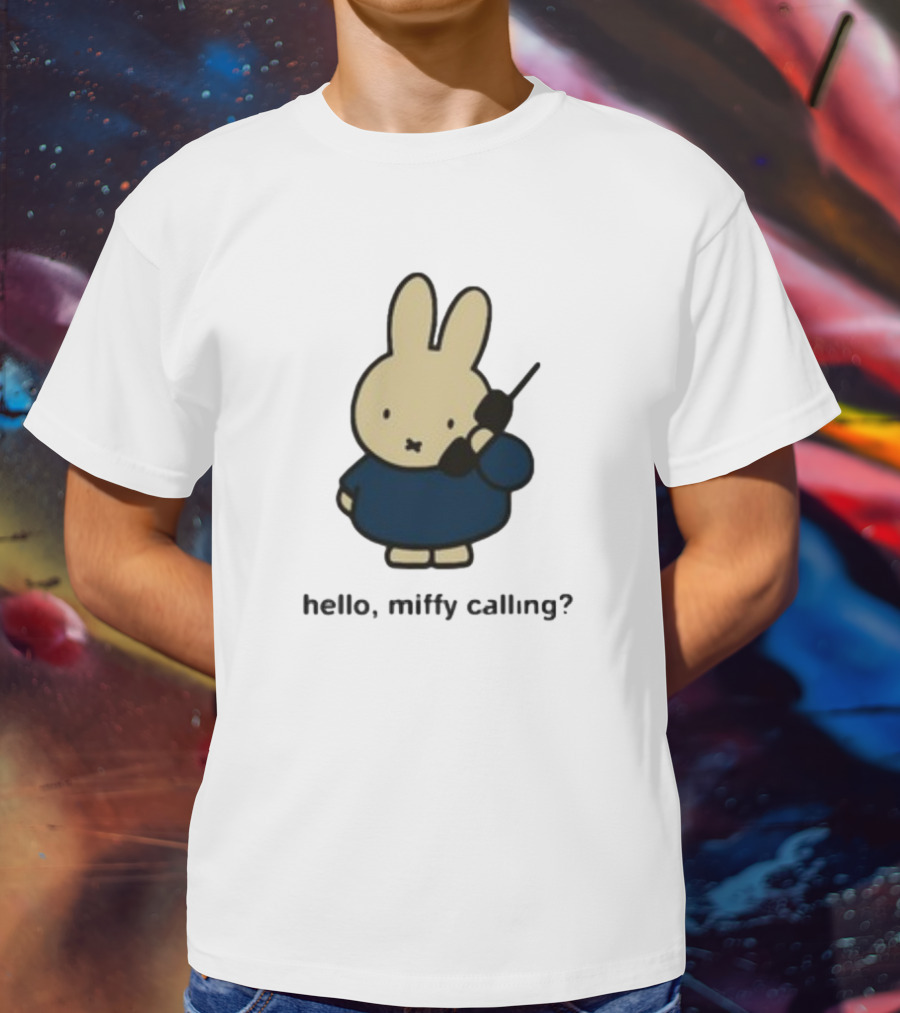 Misty Horizons Miffy Calling Cute Character Phone Conversation T-Shirt