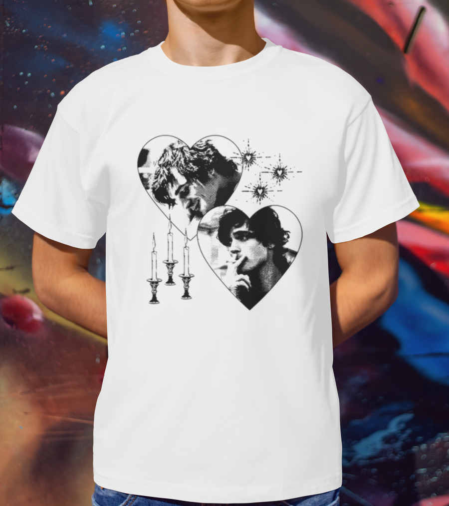 Mustardyardpress Saltburn Felix Hearts Candlelight Portraits T-Shirt