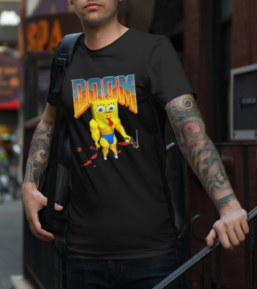 Doom Spongebob Teenhearts Muscular Parody Crossover T-Shirt
