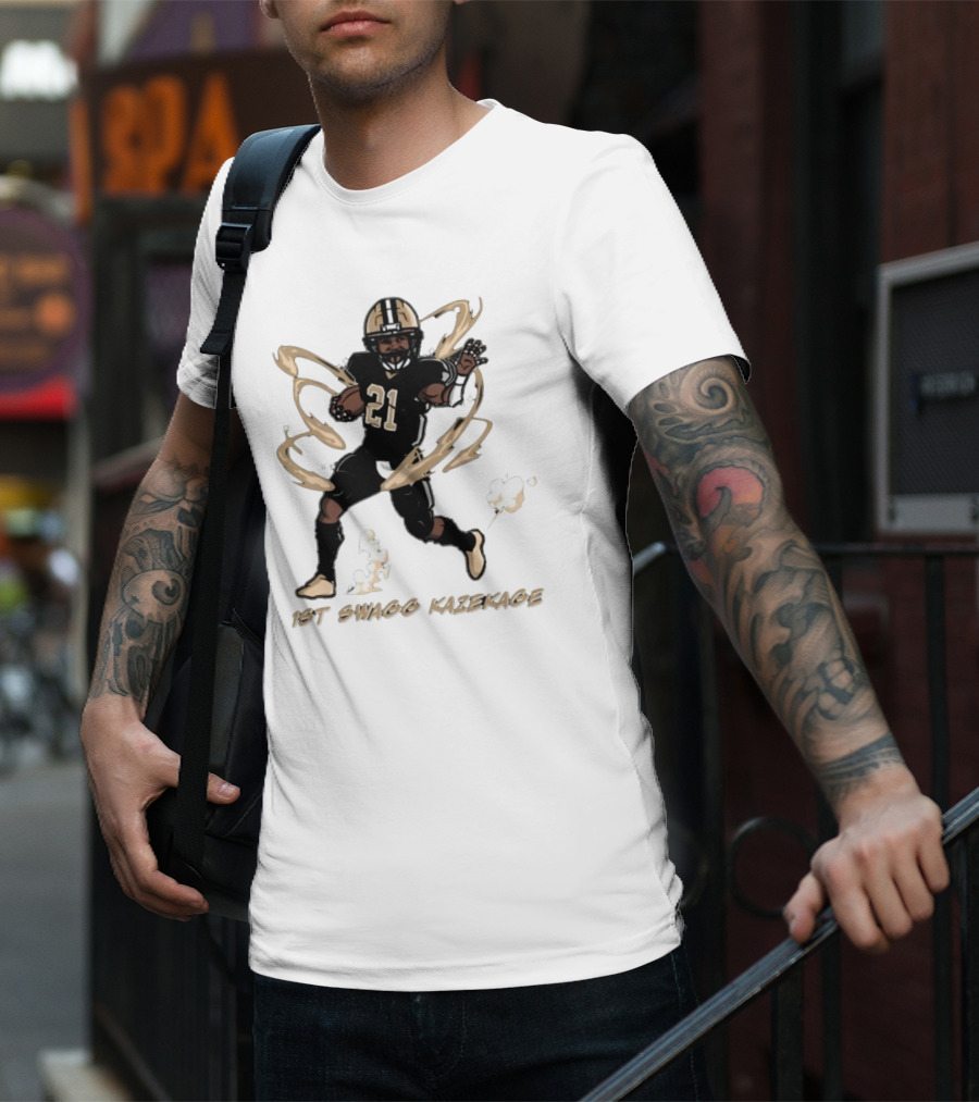 1St Swagg Kazekage Football Player Number 21 With Gold Aura T-Shirt
