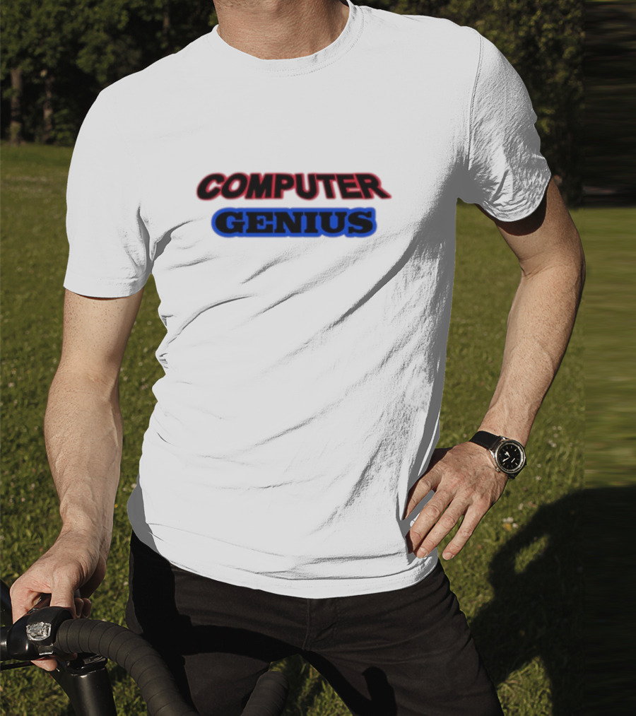 Omweekend Red Blue Computer Genius T-Shirt