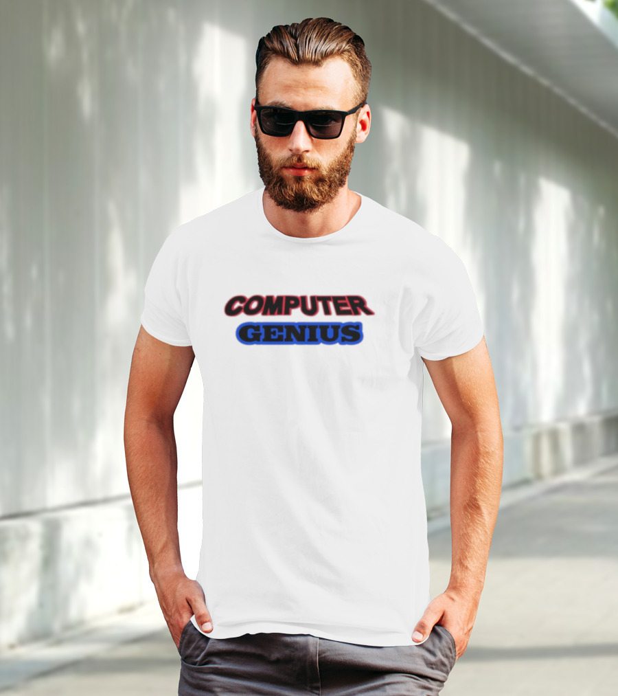 Omweekend Red Blue Computer Genius T-Shirt