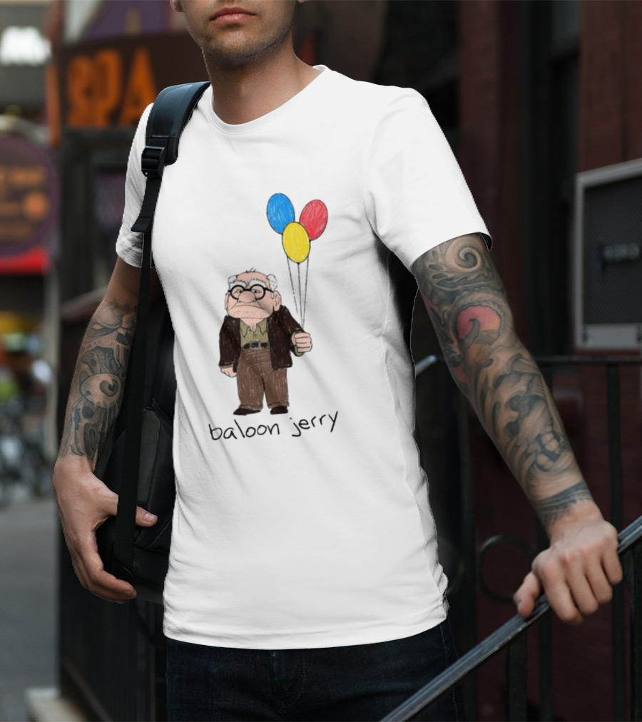 Baloon Jerry Elderly Cartoon Holding Colorful Balloons T-Shirt
