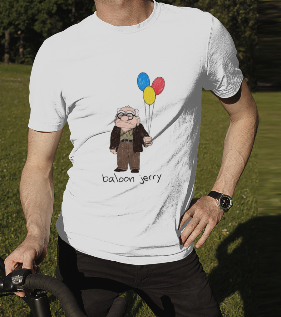 Baloon Jerry Elderly Cartoon Holding Colorful Balloons T-Shirt