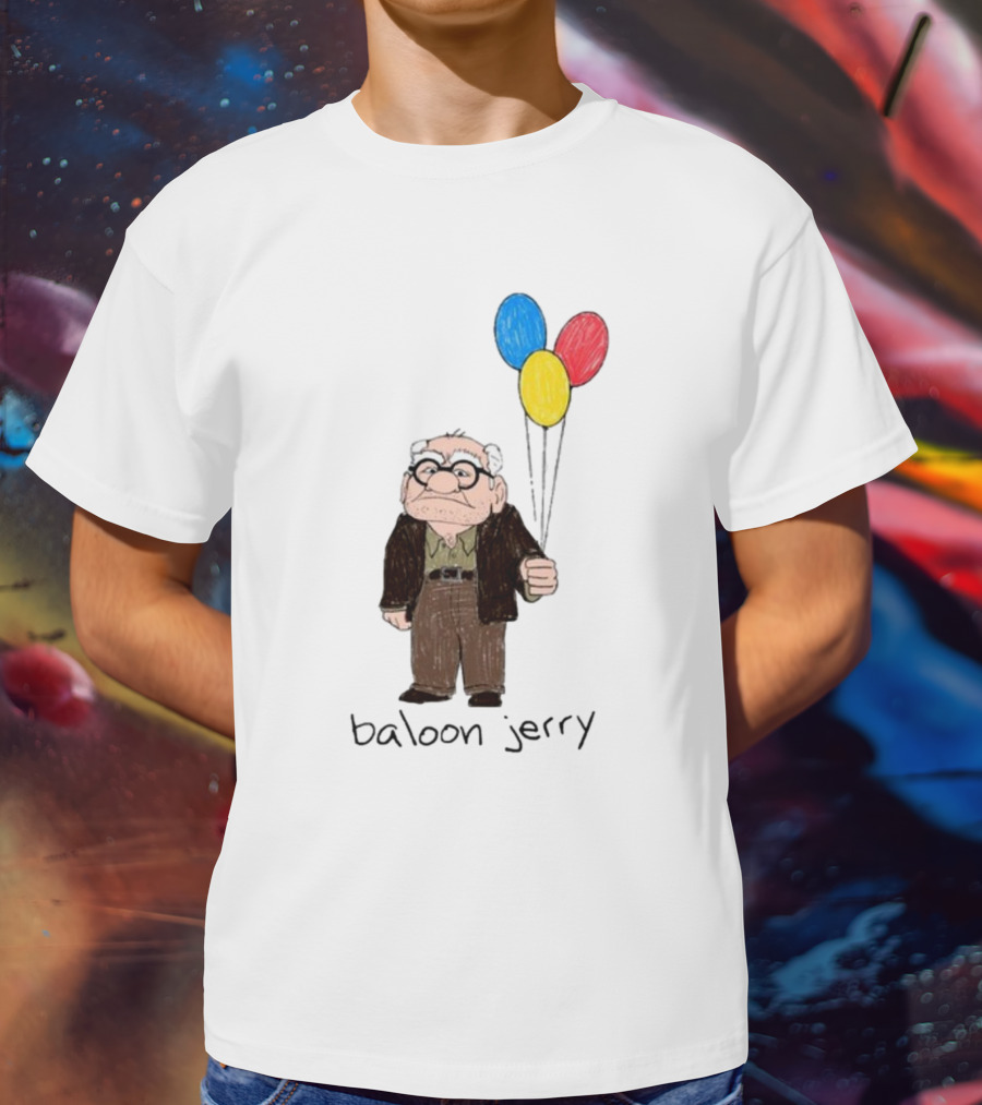 Baloon Jerry Elderly Cartoon Holding Colorful Balloons T-Shirt