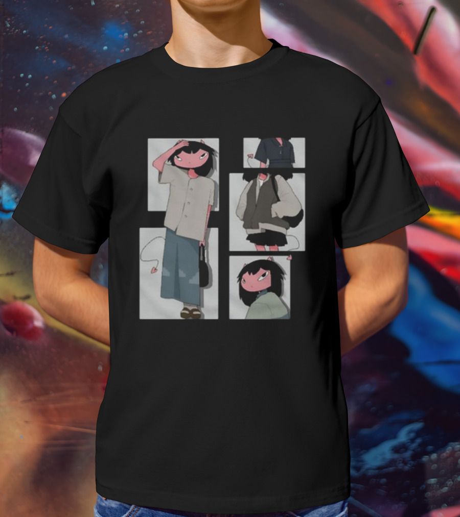 Chew Wisher Cat Humanoid Characters Panels T-Shirt