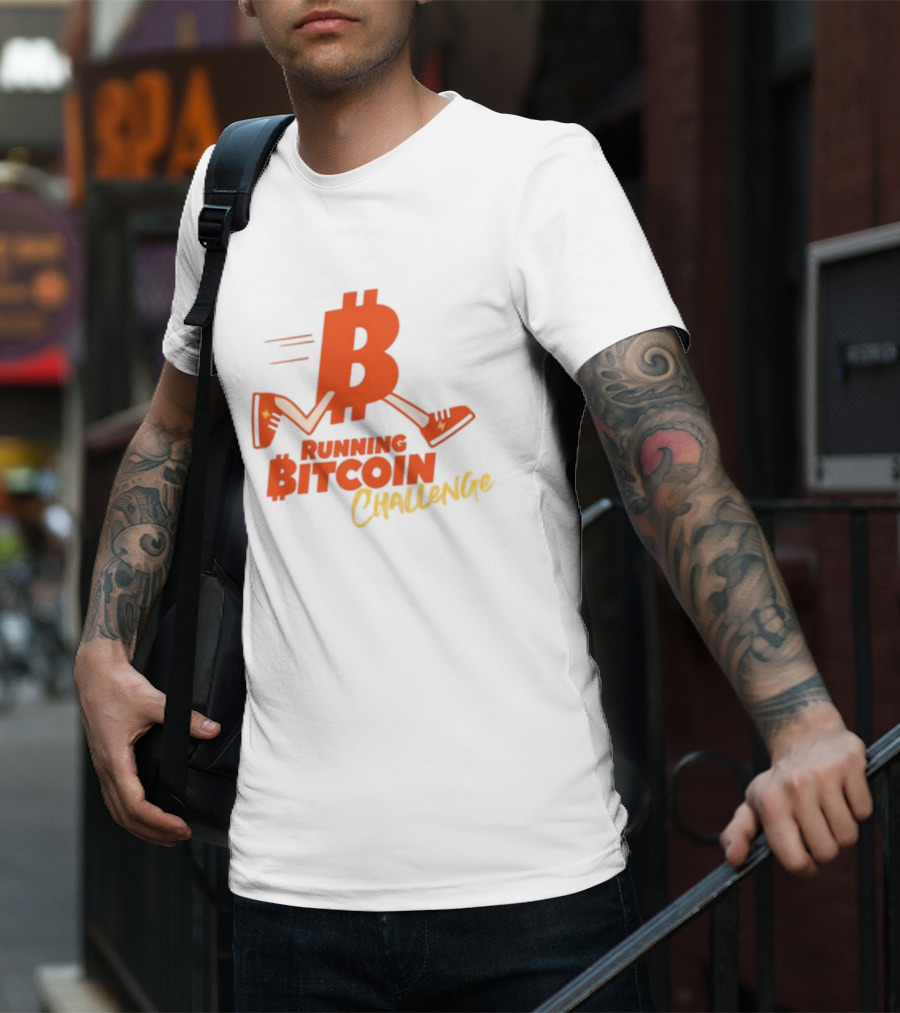Fran Finney Running Bitcoin Challenge Icon With Sneaker Dollar T-Shirt