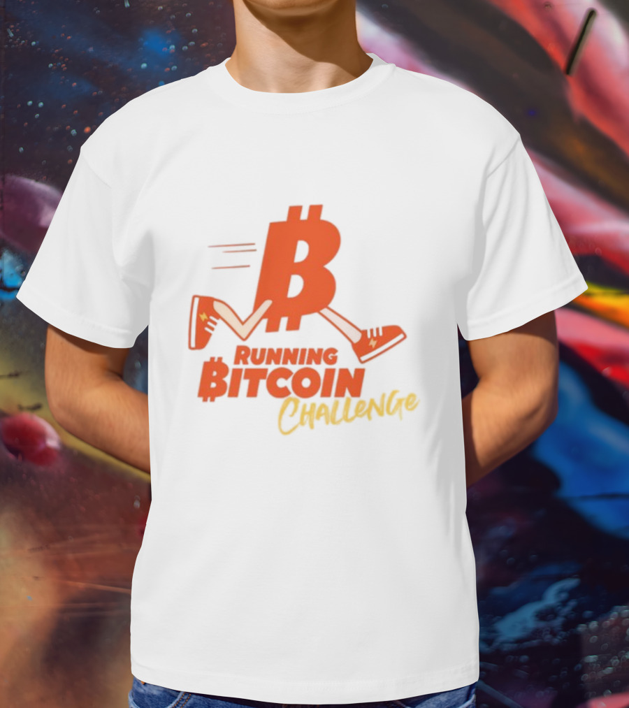 Fran Finney Running Bitcoin Challenge Icon With Sneaker Dollar T-Shirt