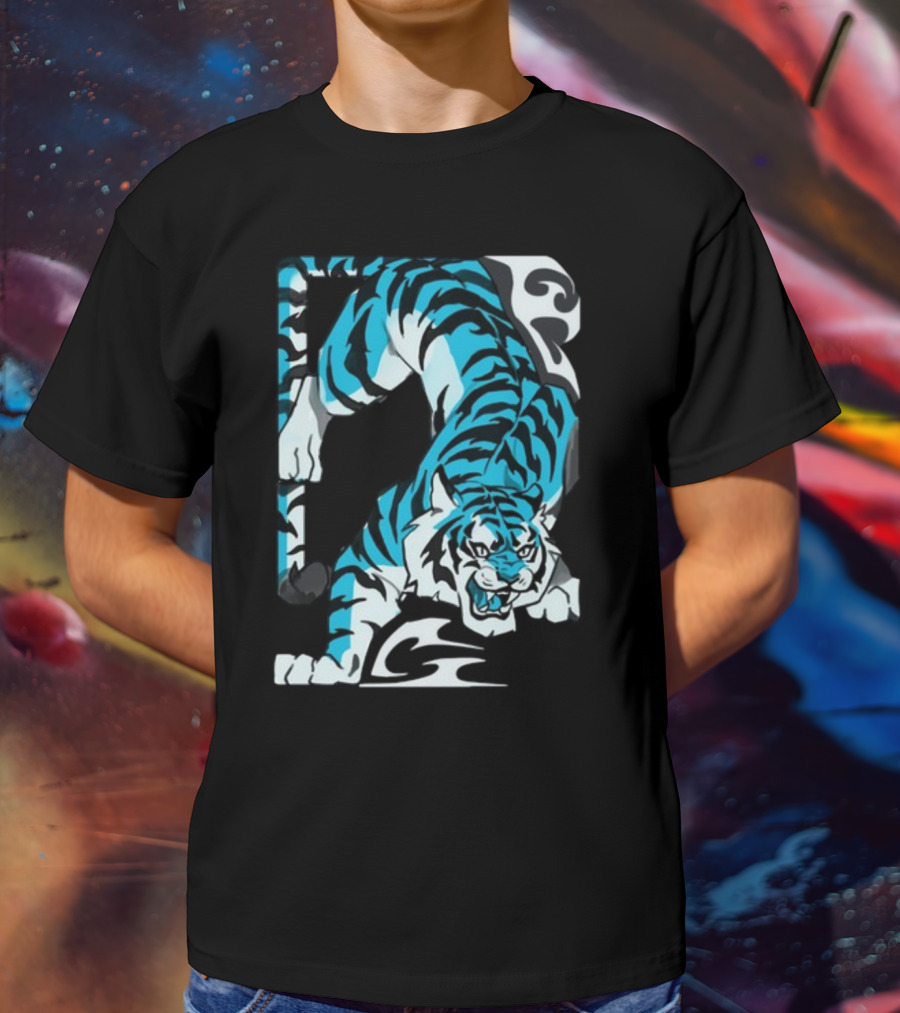 Mawili Poisonp1nk Blue Tiger Stripes T-Shirt