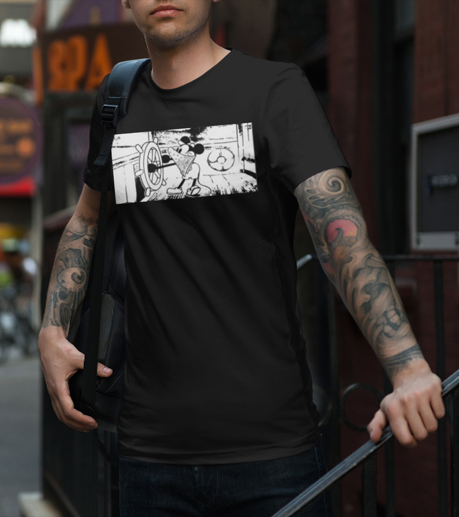 Memeulous Mickey Hood Vintage Steamboat Pizza Sailor T-Shirt