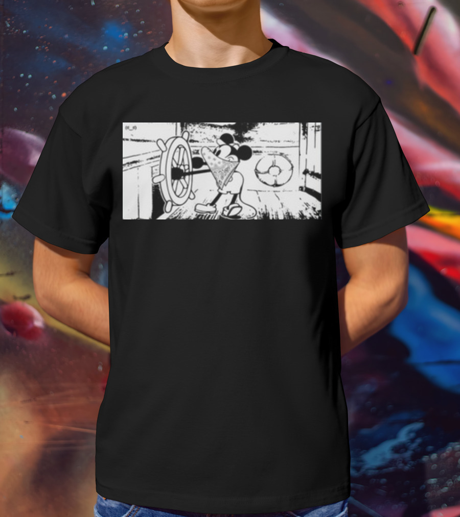 Memeulous Mickey Hood Vintage Steamboat Pizza Sailor T-Shirt