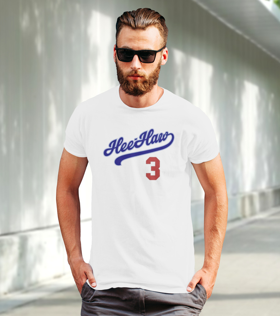 Hee-Haw 3 Vintage Script Style With Red Number T-Shirt