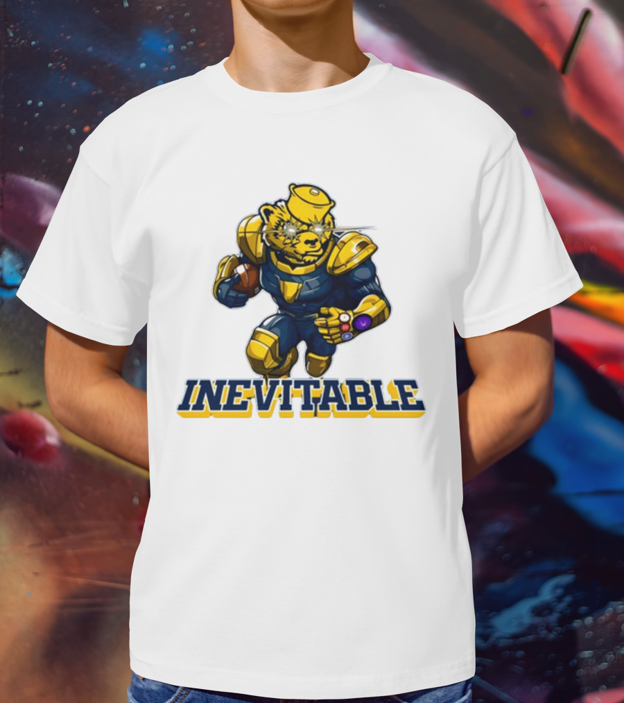 Michigan Inevitable Bear In Armor Football Character T-Shirt