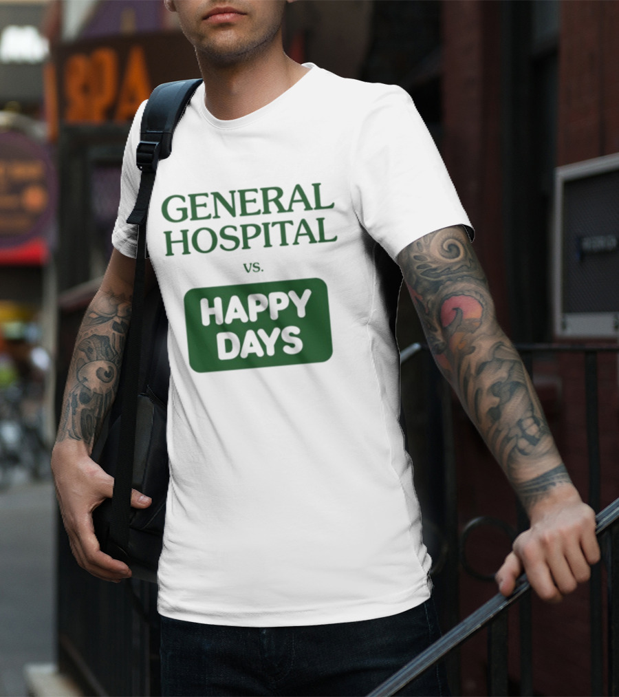 General Hospital Vs. Happy Days Retro TV Show Face-Off T-Shirt