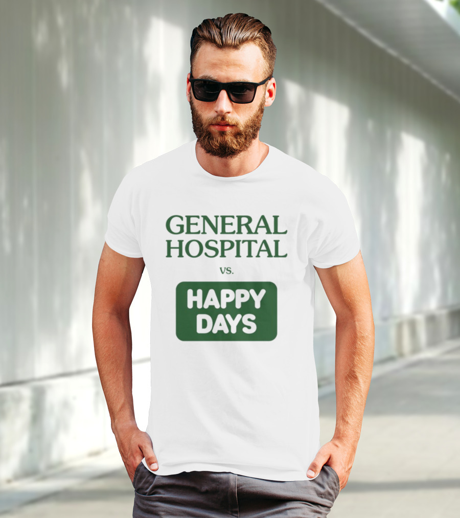 General Hospital Vs. Happy Days Retro TV Show Face-Off T-Shirt