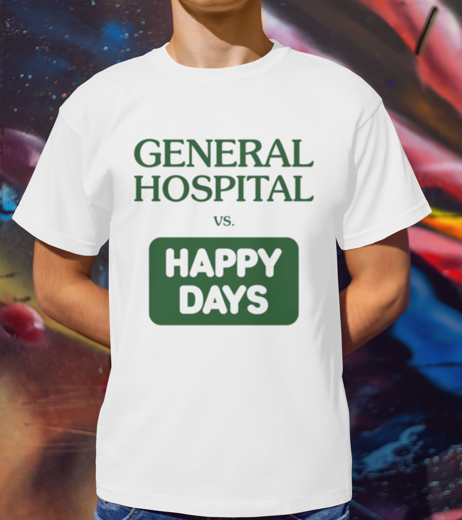 General Hospital Vs. Happy Days Retro TV Show Face-Off T-Shirt