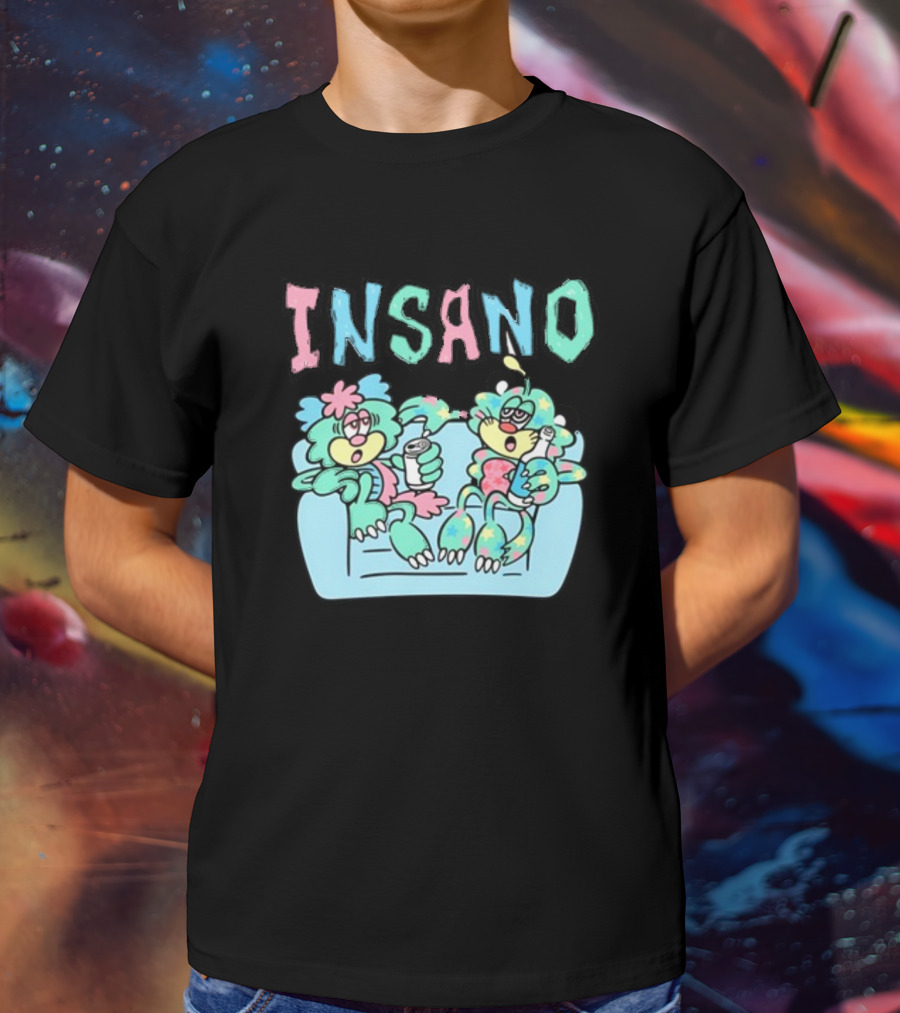 Visty X Kizzy Verdy Insano Pastel Cartoon Characters On Couch T-Shirt