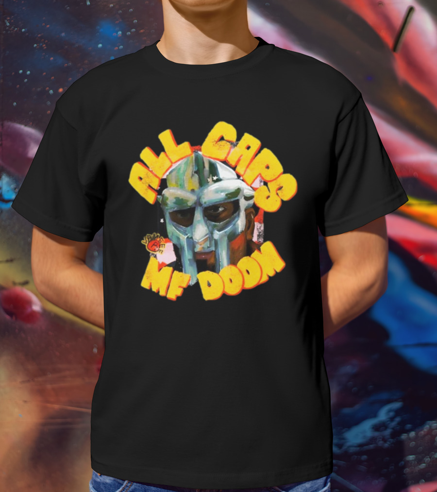 All Caps MF DOOM Villain Graphic Mask T-Shirt