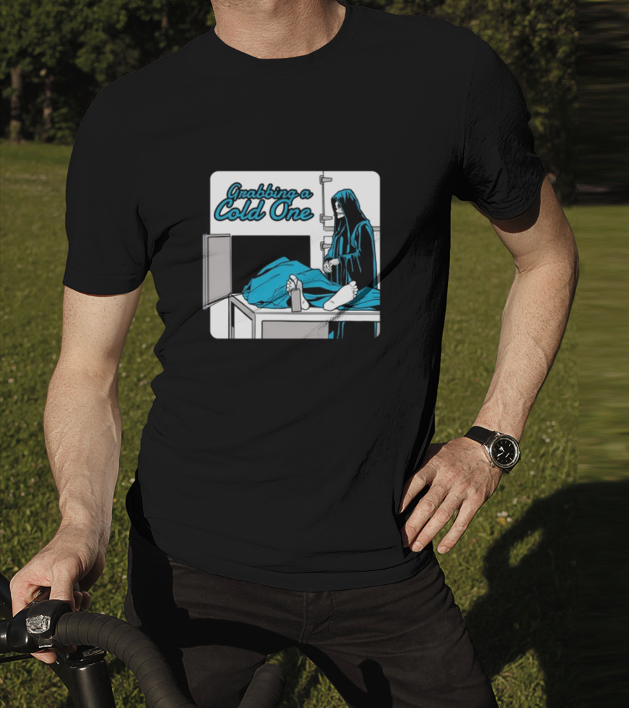 Grabbing A Cold One Grim Reaper With Feet On Morgue Table T-Shirt