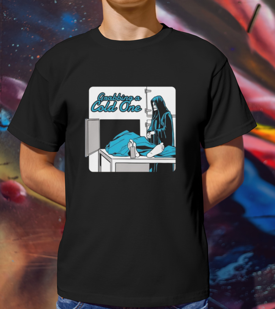 Grabbing A Cold One Grim Reaper With Feet On Morgue Table T-Shirt
