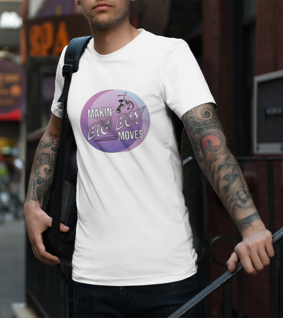 MAKIN' BIG BOY MOVES Bicycle Purple And Blue Gradient T-Shirt