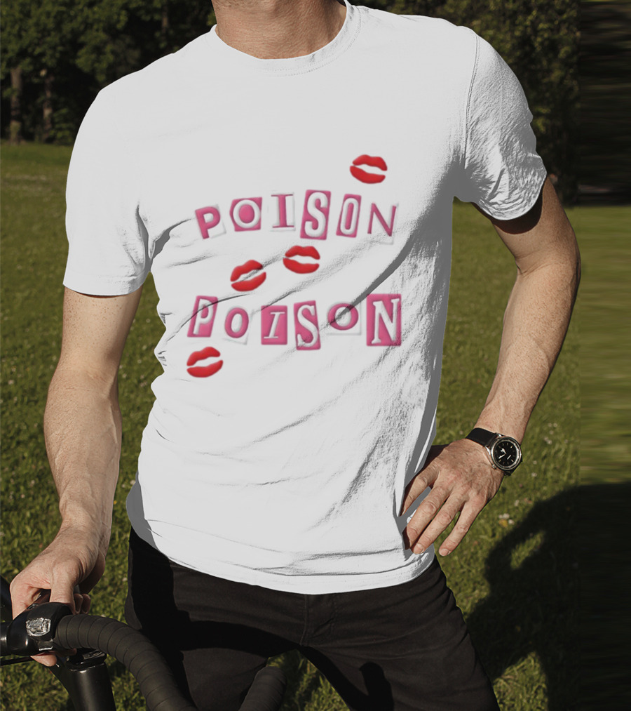 POISON POISON Red Lips Text Blocks T-Shirt