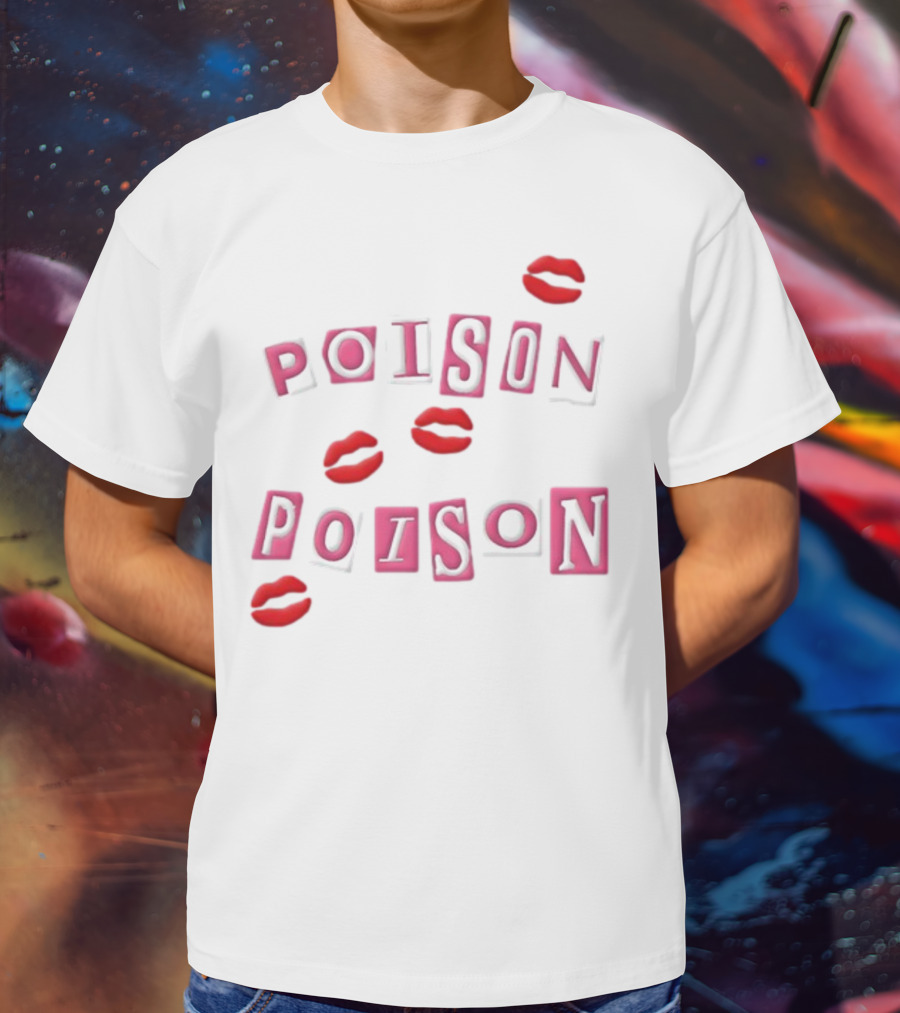POISON POISON Red Lips Text Blocks T-Shirt