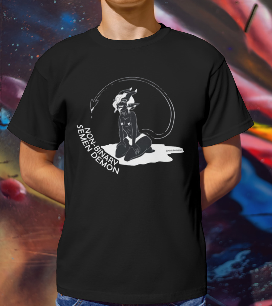 Non-Binary Semen Demon Fantasy Illustration By Party Skeletons T-Shirt