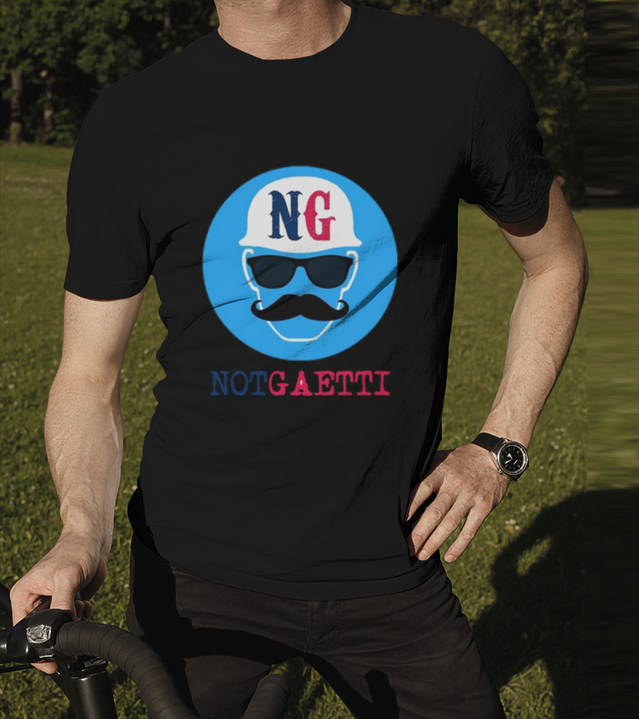 NG Not Gaetti Mustache Hat Sunglasses Blue Circle T-Shirt