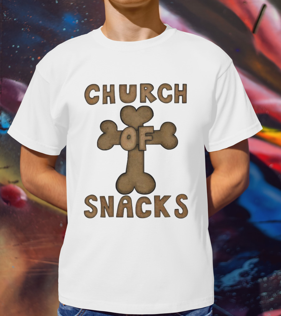 Church Of Snacks Bone Cookie Cross T-Shirt