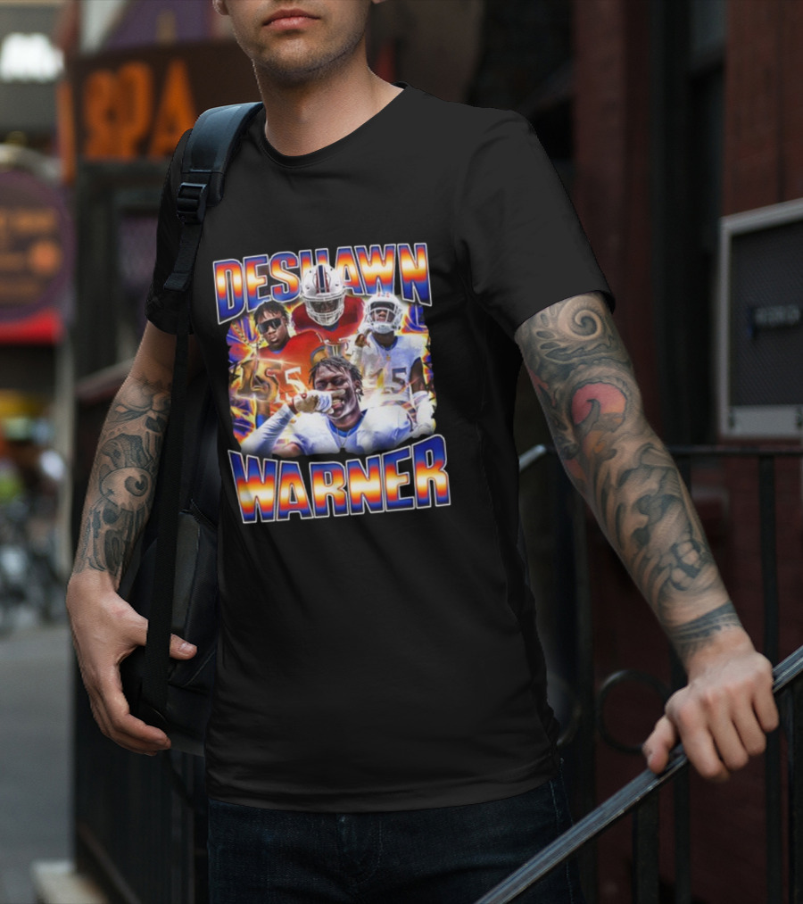 Desawn Warner Football Athletes Action Collage T-Shirt