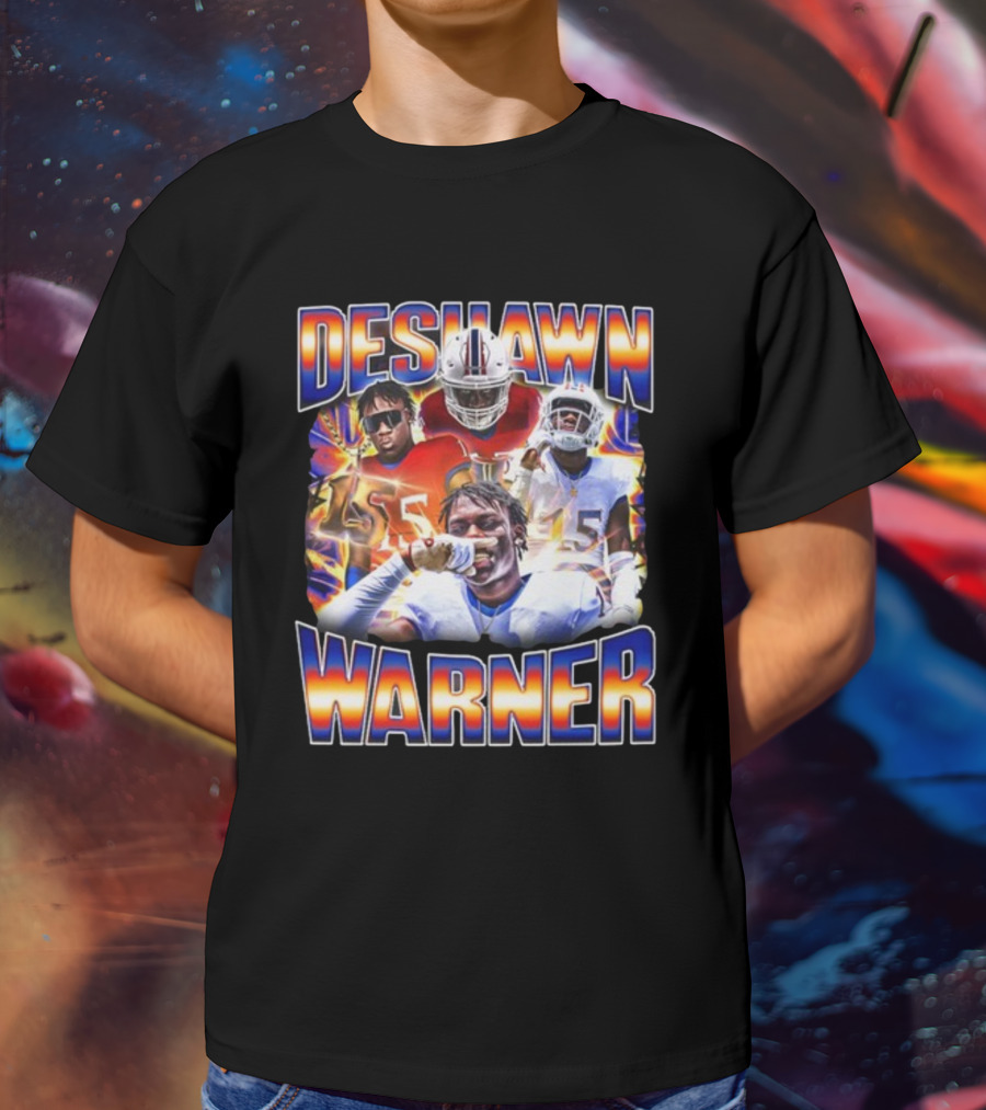 Desawn Warner Football Athletes Action Collage T-Shirt