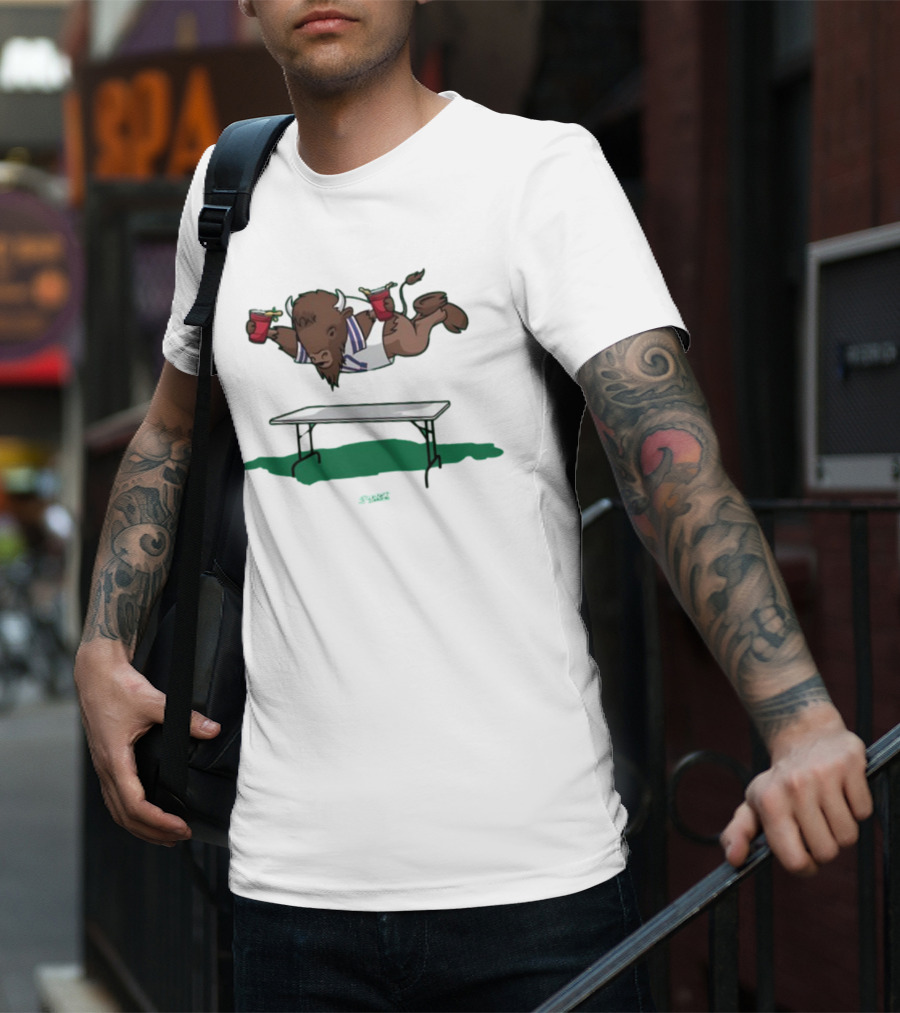 Smack Buffalo Jumping Over Table With Red Cups T-Shirt