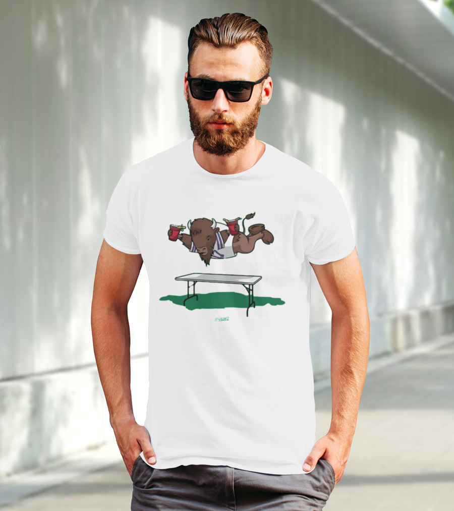 Smack Buffalo Jumping Over Table With Red Cups T-Shirt